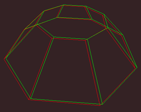 Rot/Grn-3D an einem oktagonalen Krper